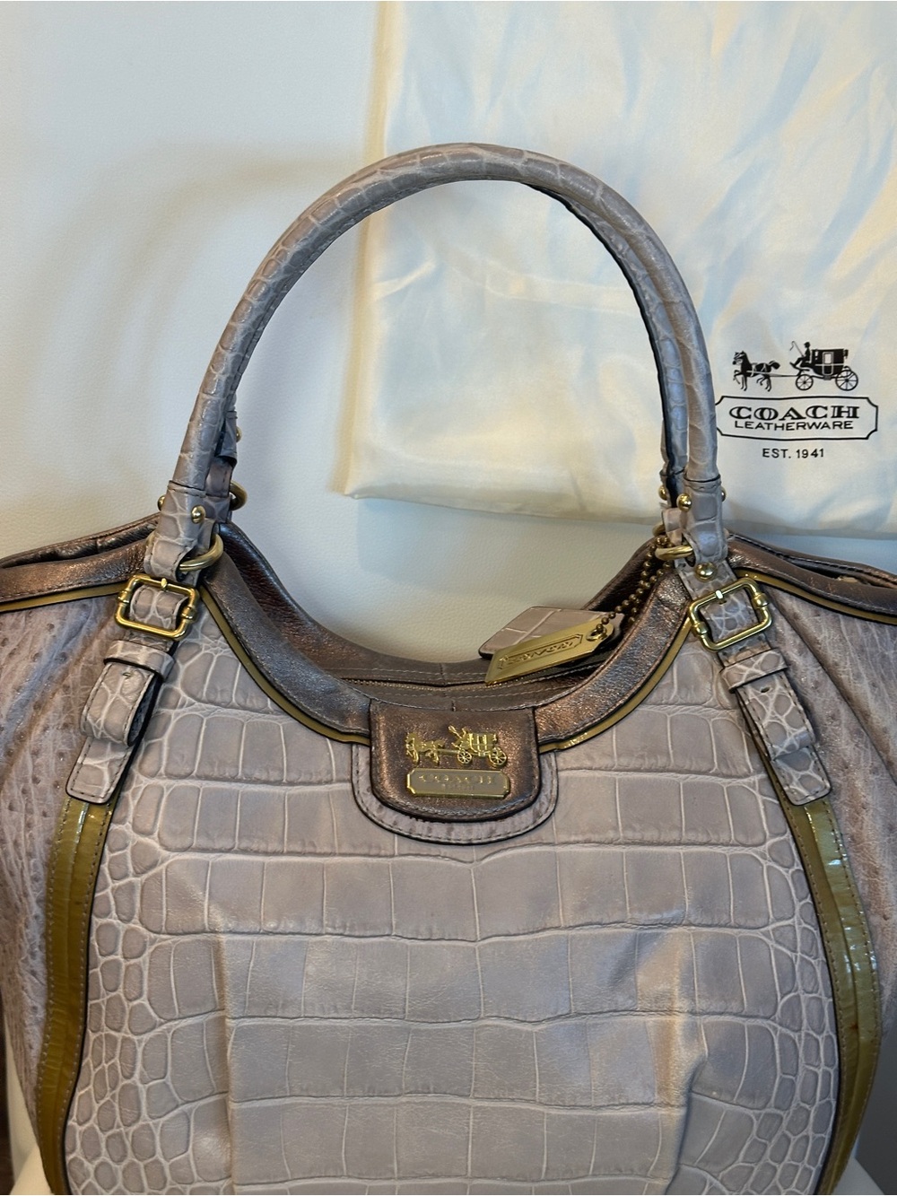 Coach Madison Abigail Exotic Embossed Leather Carryall Satchel Dust Bag - EUC - Picture 8 of 12
